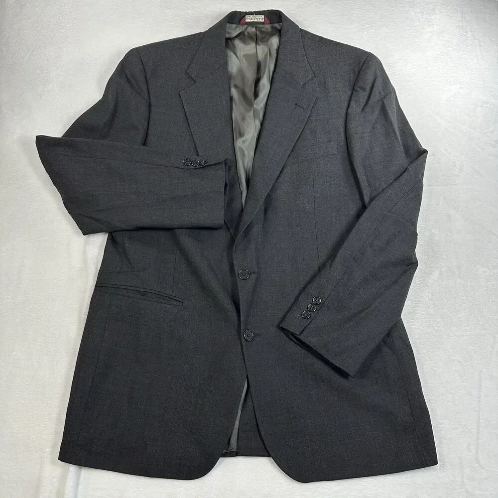 Vintage Botany 500 Couture Wool Suit Jacket Mens 42 Regular Charcoal Gray‎